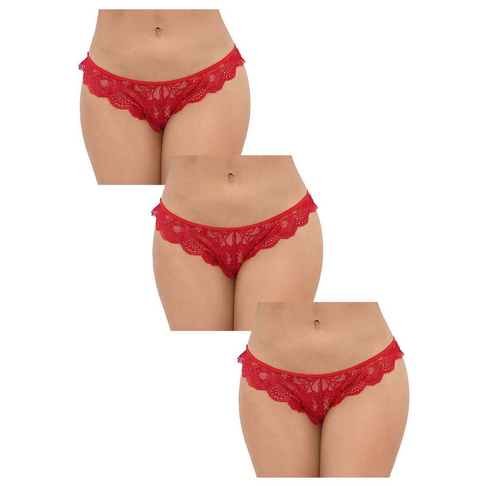Escante - 75130 - 3 PACK CROCHLESS TANGA - RED